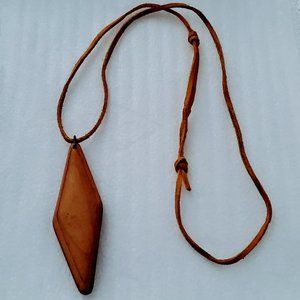 Diamond Shaped Wood Pendant
